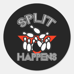 Split Happens Bowling Shirt Funny Spare Ball Team Runder Aufkleber