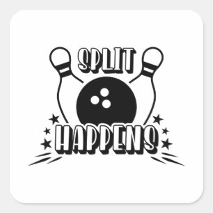 Split Happens Bowling Shirt Quadratischer Aufkleber