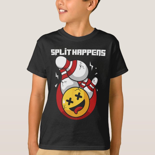 Split Happens Funny Bowling Bowler T-Shirt (Vorderseite)