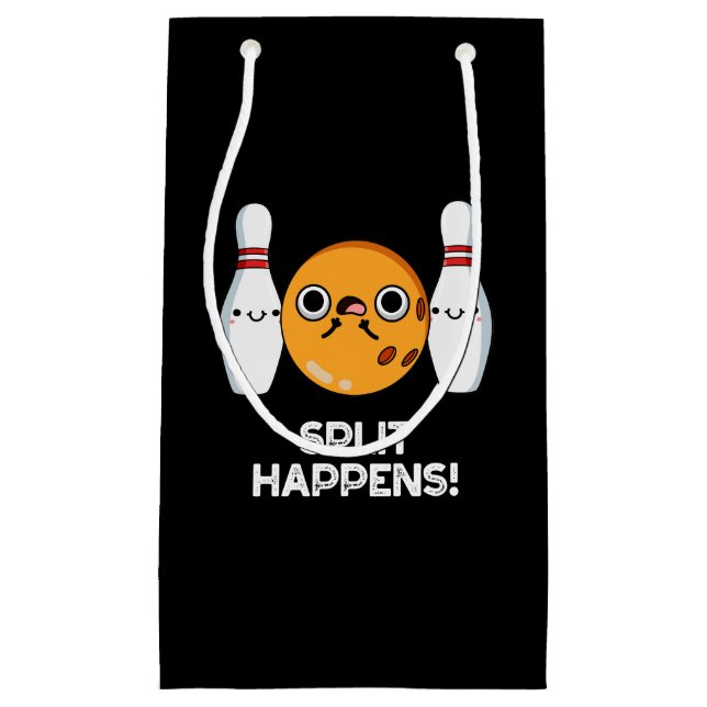 Split Happens Funny Bowling Pun Dark BG Kleine Geschenktüte (Vorderseite)