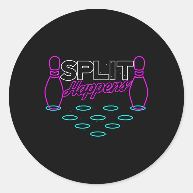 Split Happens Funny Bowling Runder Aufkleber (Vorderseite)