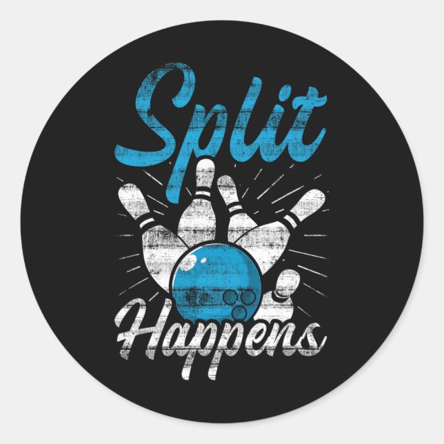 Split Happens Funny Bowling Runder Aufkleber (Vorderseite)