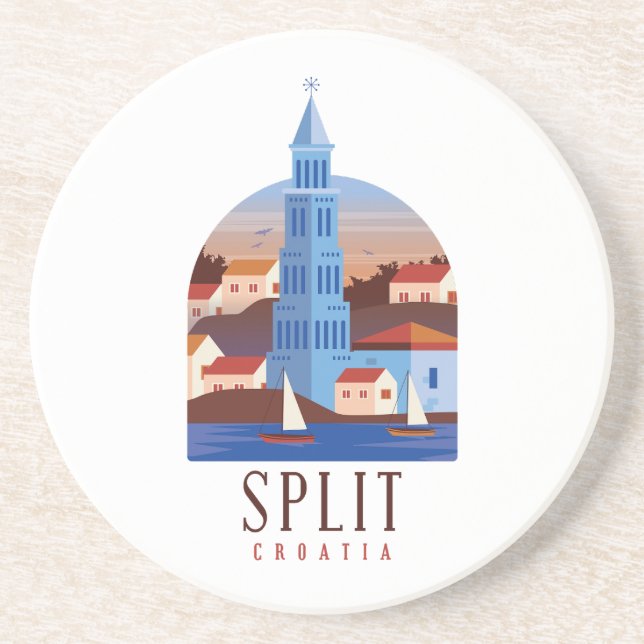Split Kroatien Dalmatien Vintage Getränkeuntersetzer (Vorne)