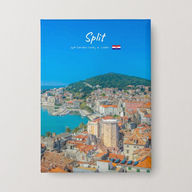 Split, Kroatien - Küstenstadt Button (Vorderseite)