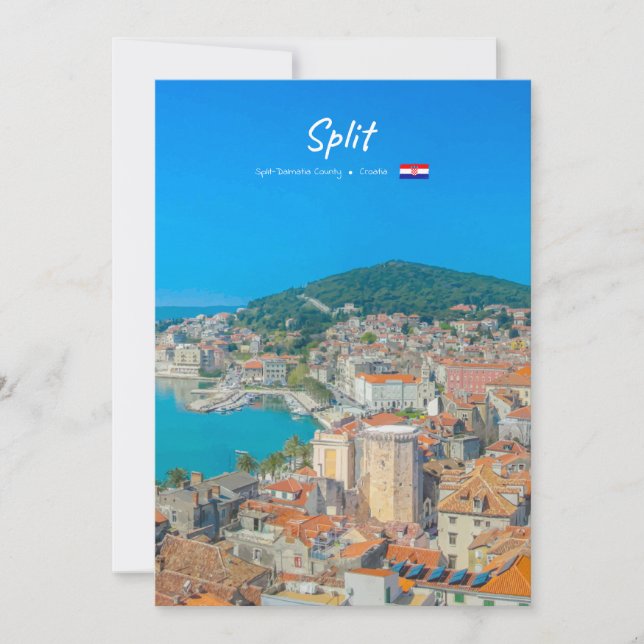 Split, Kroatien - Küstenstadt Einladung (Vorderseite)