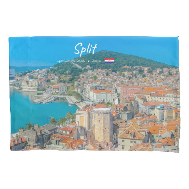 Split, Kroatien - Küstenstadt Kissenbezug (Vorderseite-Links)