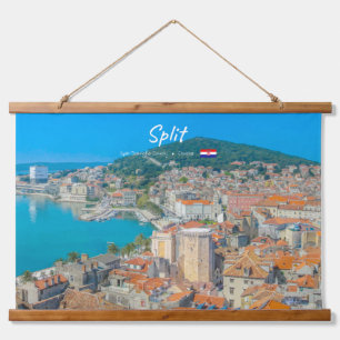 Split, Kroatien - Küstenstadt Wandteppich Mit Holzrahmen