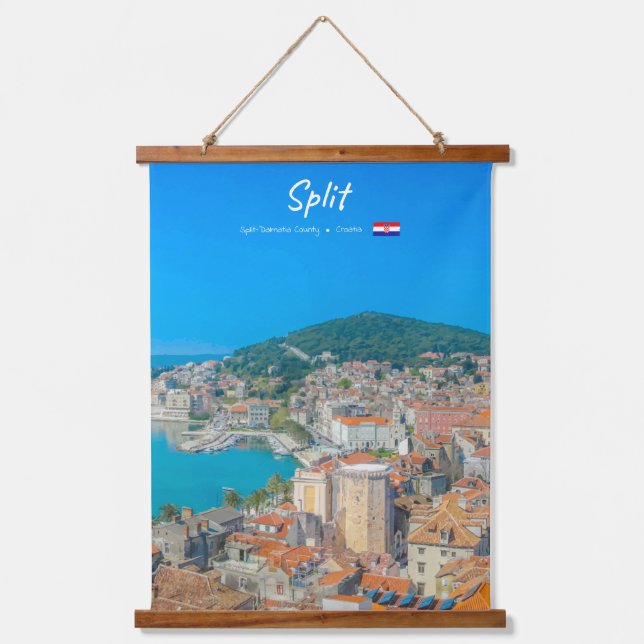 Split, Kroatien - Küstenstadt Wandteppich Mit Holzrahmen (Vorderseite)