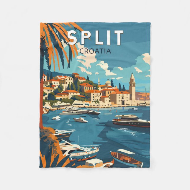Split Kroatien Reise Kunst Vintage Fleecedecke (Vorderseite)