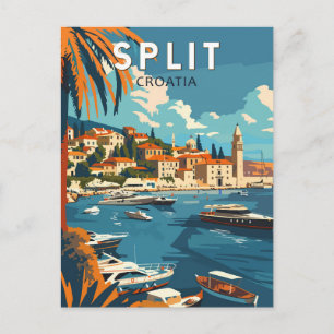 Split Kroatien Reise Kunst Vintage Postkarte