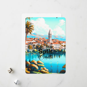 Split Kroatien Reise Postkarte, Split Reise Kunst, Feiertagskarte