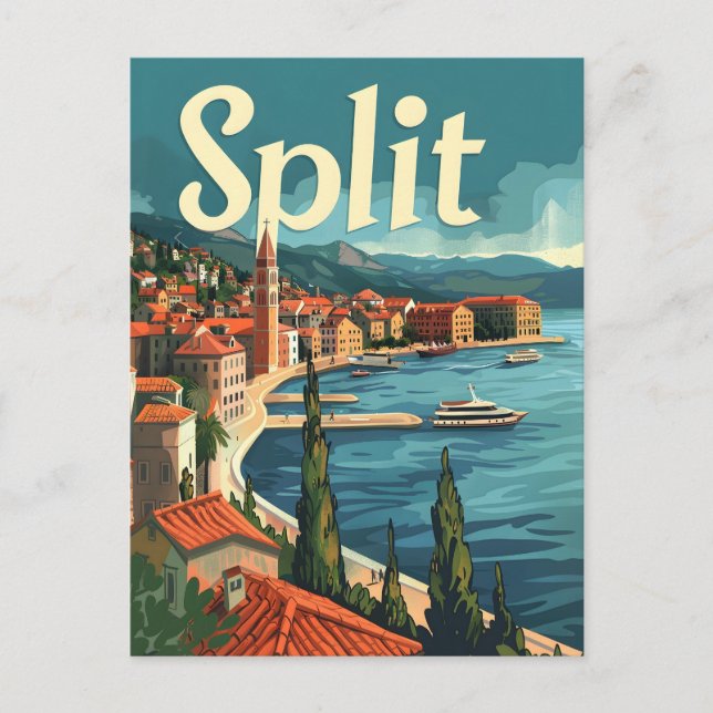 Split Kroatien Vintage Postkarte (Vorderseite)