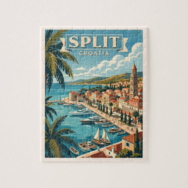 Split Kroatien Vintage Reise Puzzle (Vertikal)