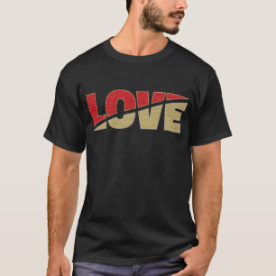 Split Liebe Red Gold Silver Glitzer Typografie T-Shirt