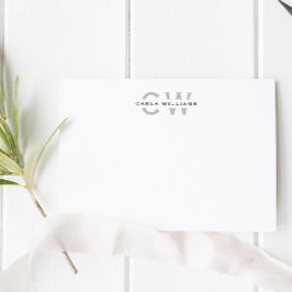 Split Monogram formale Note aus grau Mitteilungskarte
