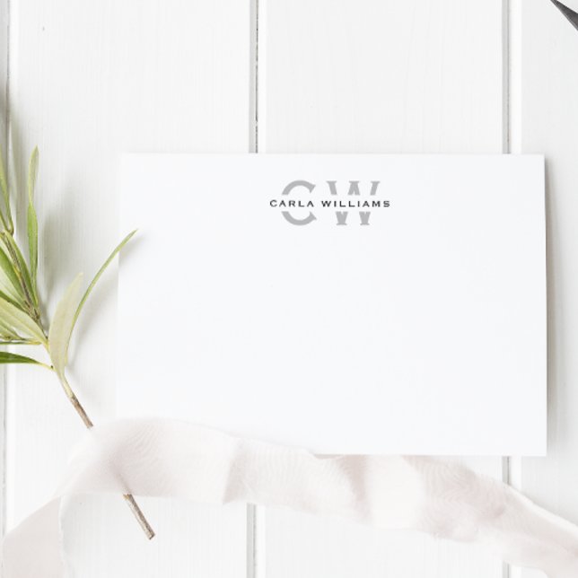 Split Monogram formale Note aus grau Mitteilungskarte (Von Creator hochgeladen)