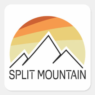 Split Mountain California Retro Quadratischer Aufkleber