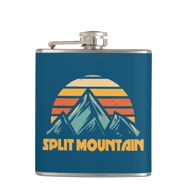 Split Mountain California Retro Türkis Flachmann (Vorderseite)