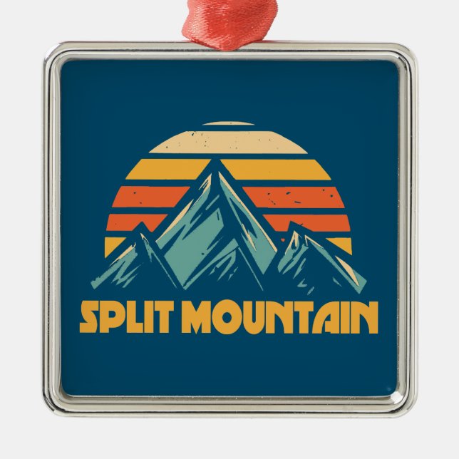 Split Mountain California Retro Türkis Ornament Aus Metall (Vorne)