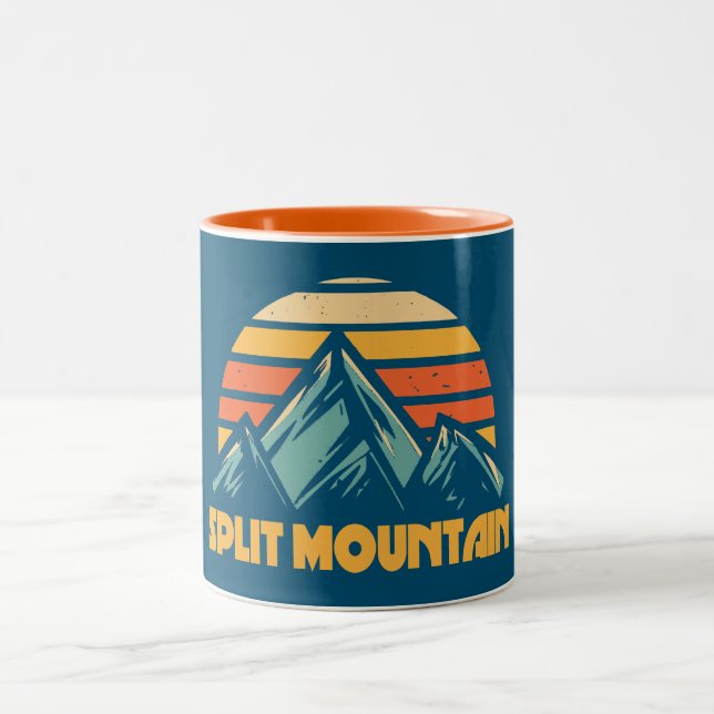 Split Mountain California Retro Türkis Zweifarbige Tasse (Mittel)