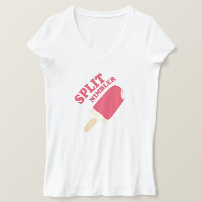 Split nibbler Sommereis Erdbeere gespalten T-Shirt (Design vorne)