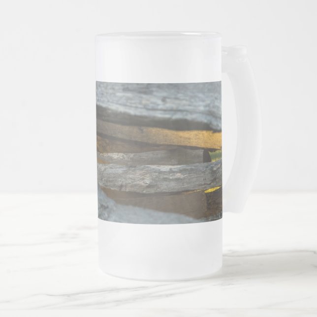 Split Rail Textur Mattierte Glas Bier Tasse (VorderseiteRechts)