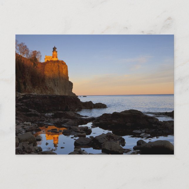 Split Rock Lighthouse bei Sonnenuntergang bei zwei Postkarte (Vorderseite)