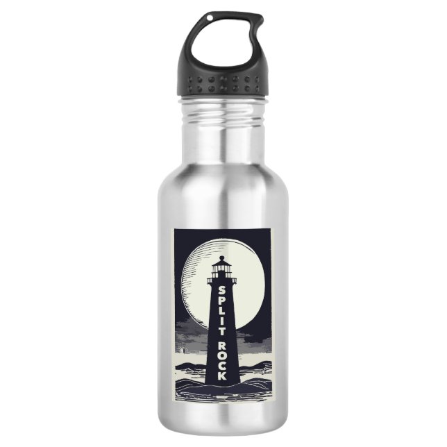 Split Rock Lighthouse Minnesota Moon Edelstahlflasche (Vorderseite)