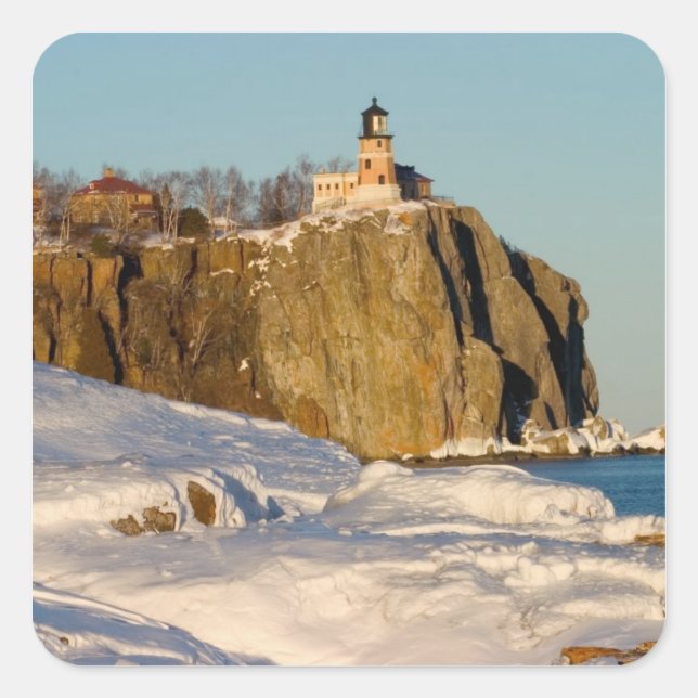 Split Rock Lighthouse State Park am See Quadratischer Aufkleber (Vorderseite)
