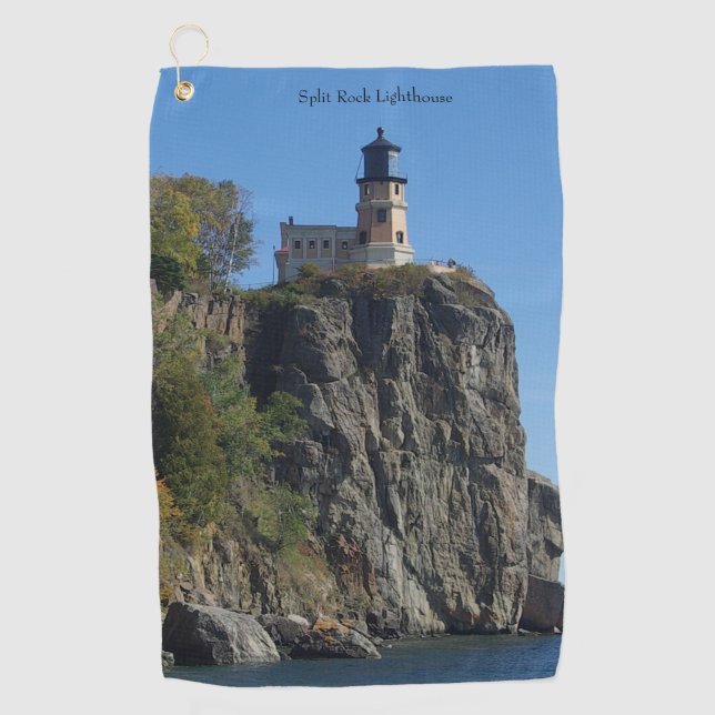Split Rock Lighthouse vom Strand Golf Handtuch (Vorderseite)