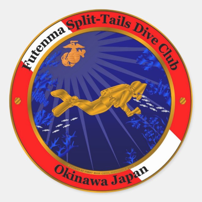 Split Schwanzes Diving Club Runder Aufkleber (Vorderseite)