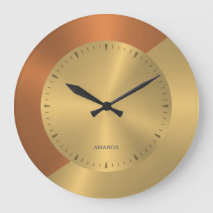 Split-Screen Metallic Gold Kupfer Personalisiert Große Wanduhr