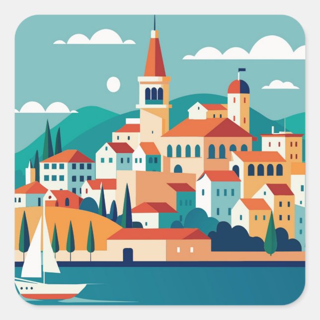 Split Stadt Kroatien Quadratischer Aufkleber (Vorderseite)