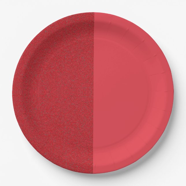 Split Tomato Red Modern Party Plate - individuell  Pappteller (Vorderseite)