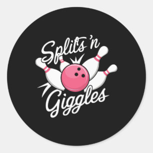 Splits N Giggles Bowling Bowler Bowling Ball und P Runder Aufkleber
