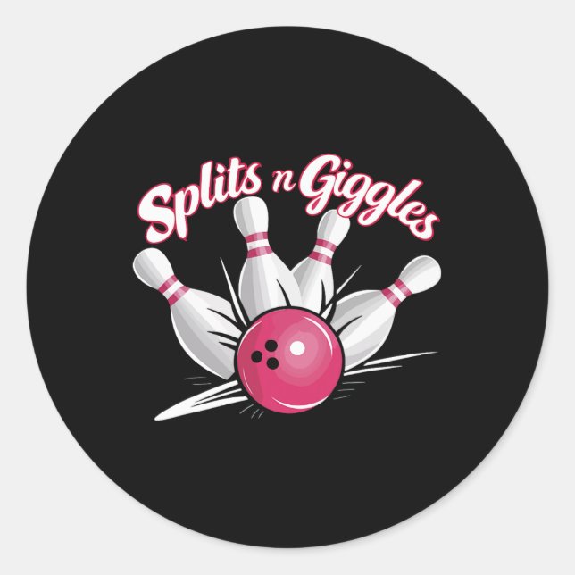 Splits N Giggles Funny Bowling Bowler Bowling Ball Runder Aufkleber (Vorderseite)