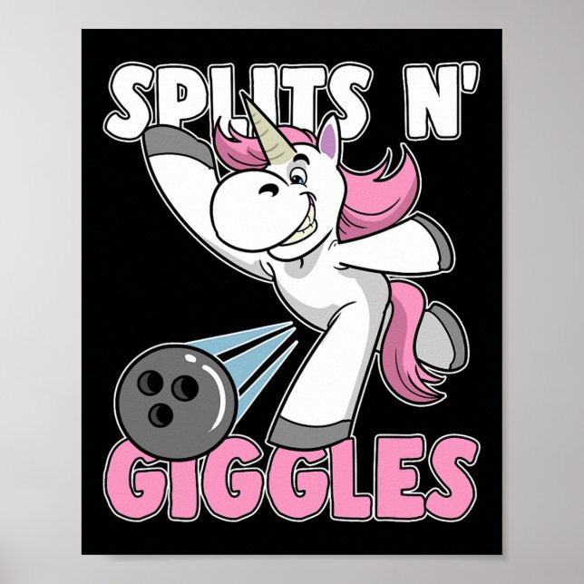 Splits N' Giggles Unicorn Bowling Bowler Poster (Vorne)