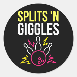 Splits'n Giggles Bowling Team Shirt Strike in Styl Runder Aufkleber