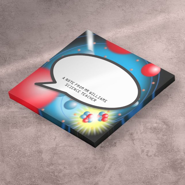 Splitten der Atom-Sprechblase-Lehrerin Post-it Klebezettel (Splitting the Atom Speech Bubble Science Teacher Post-it Notes)