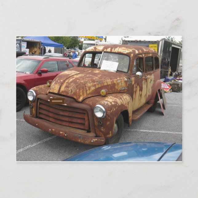 Splotchy Rusted Truck Postkarte (Vorderseite)