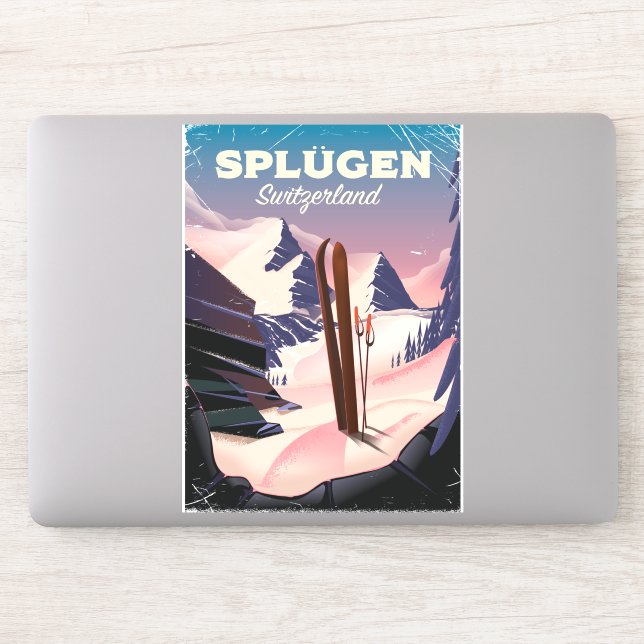 Splügen Schweiz Skiposter Aufkleber (Computer)