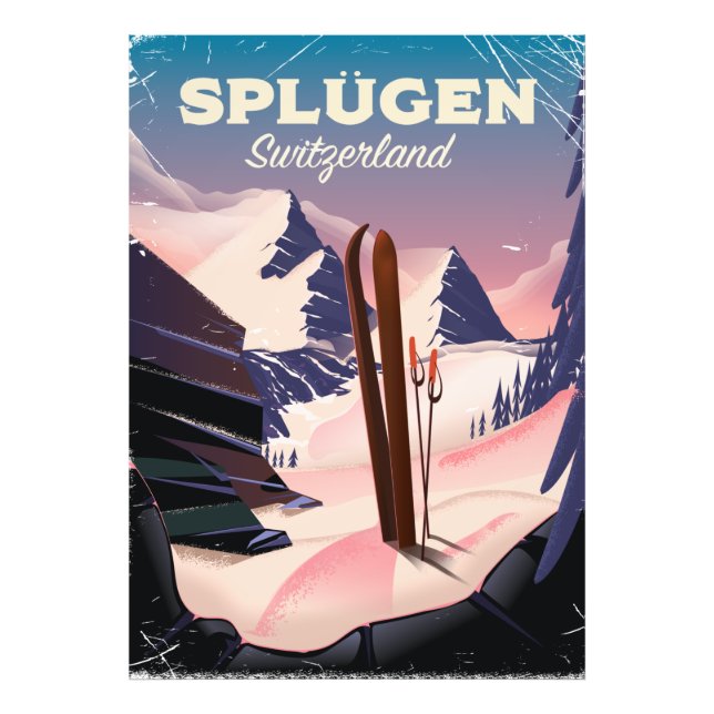 Splügen Schweiz Skiposter Fotodruck (Vorne)