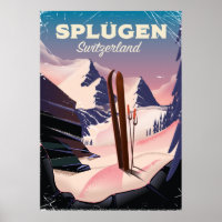 Splügen Schweiz Skiposter
