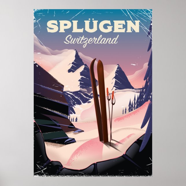 Splügen Schweiz Skiposter Poster (Vorne)