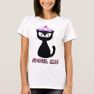 SPOIL ME Niedlich Black Cartoon Princess Cat T-Shirt