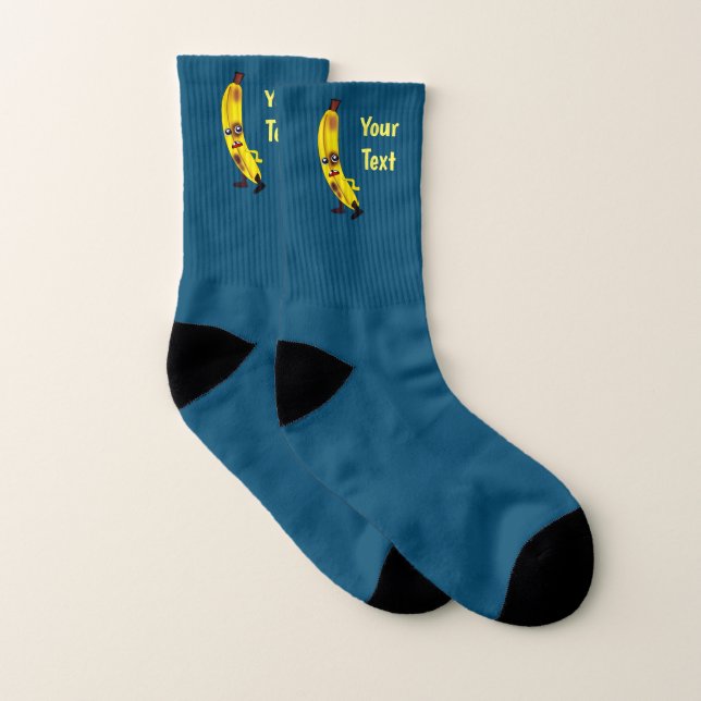Spoiled Banana - Gelb auf Blauer benutzerdefiniert Socken (Paar)