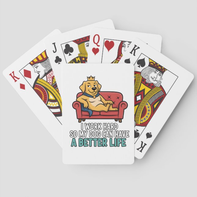 Spoiled Dog King Funny Quote Illustration Spielkarten (Rückseite)