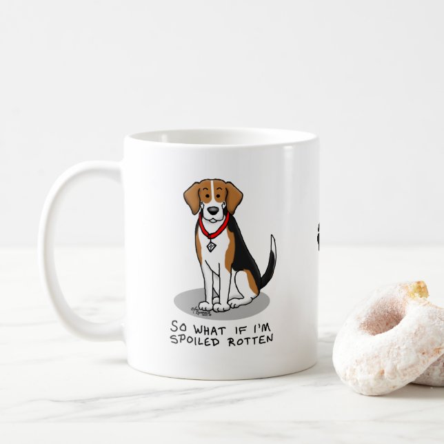Spoiled Rotten Beagle (Trikolon 3) Hund Funny Kaffeetasse (Mit Donut)