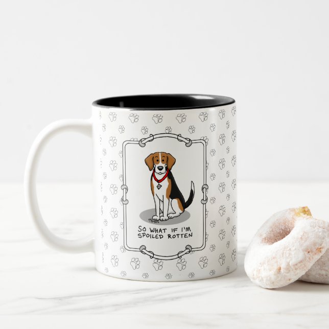 Spoiled Rotten Beagle (Trikolon 3) Hund Funny Zweifarbige Tasse (Mit Donut)