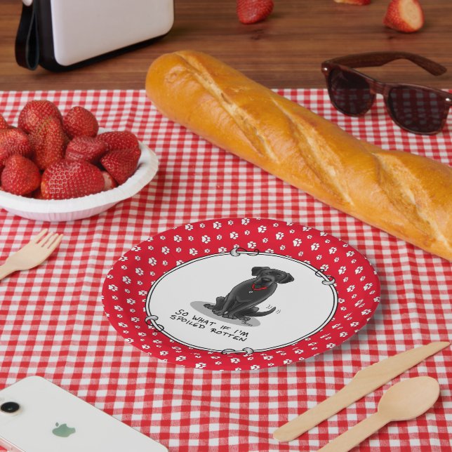 Spoiled Rotten Black Lab Labrador Retriever Dog Pappteller (Picknick)